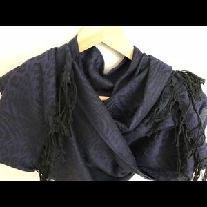 Black and Purple Jacquard Scarf 🧣 with Tassels